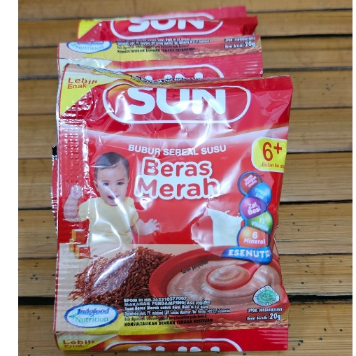 SUN Beras Merah Bubur Bayi 1 Renteng isi 8 Sachet 20 gr