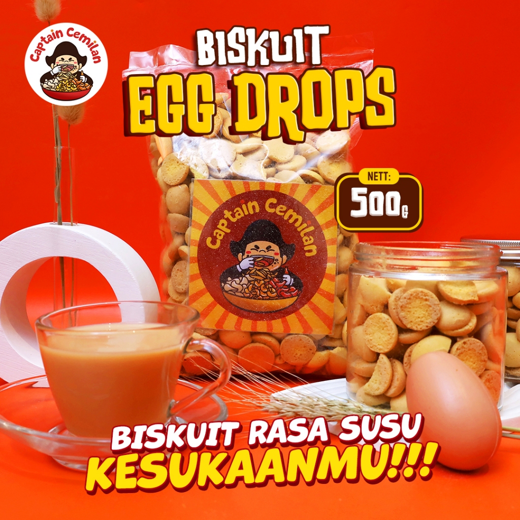 

500gram Egg Drops Biskuit susu manis mini bentuk koin Captain Cemilan snack snack kiloan makanan ringan cemilan