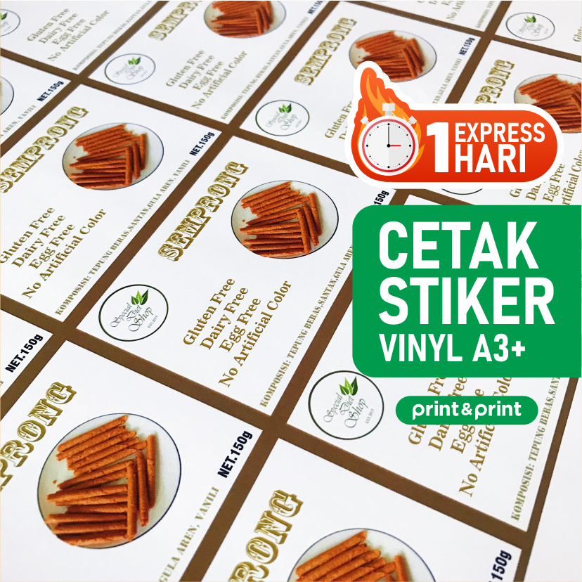 

Cetak Stiker Vinyl Anti Air A3+ | Stiker Label Waterproof A3 Kemasan Minuman Kulkas