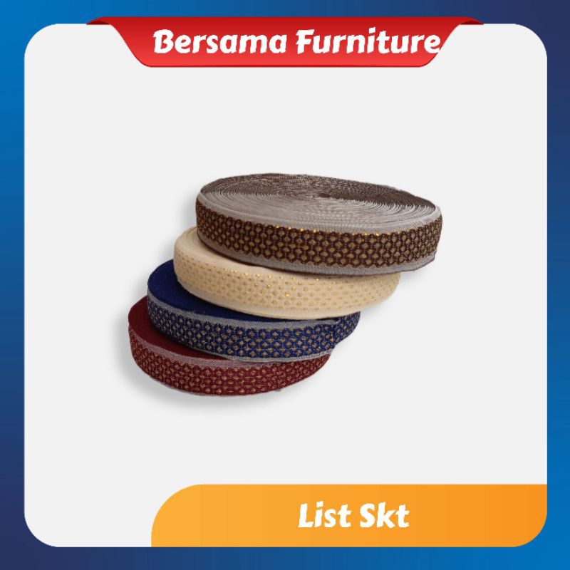 Tali webbing/bisban/list springbed/webbing motif kotak gold/Lis kasur (SKT)