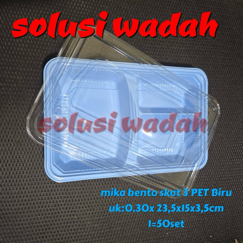 [50 Set] Mika Bento Sekat 3 Hips - Pet / Tray Bento 3 Sekat Pet - Hips / Box Bento Tbk