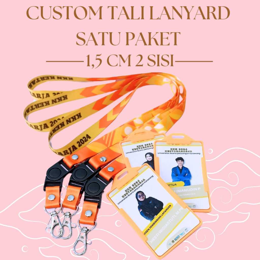 Sepaket tali Lanyard id card custom /cetak tali lanyard custom printing sublim satu set/gantungan cu