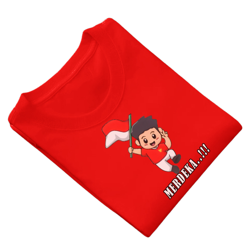 

Sablon Sticker DTF Baju Kemerdekaan Sablon Setrika Animasi Agustusan Meteran Custom