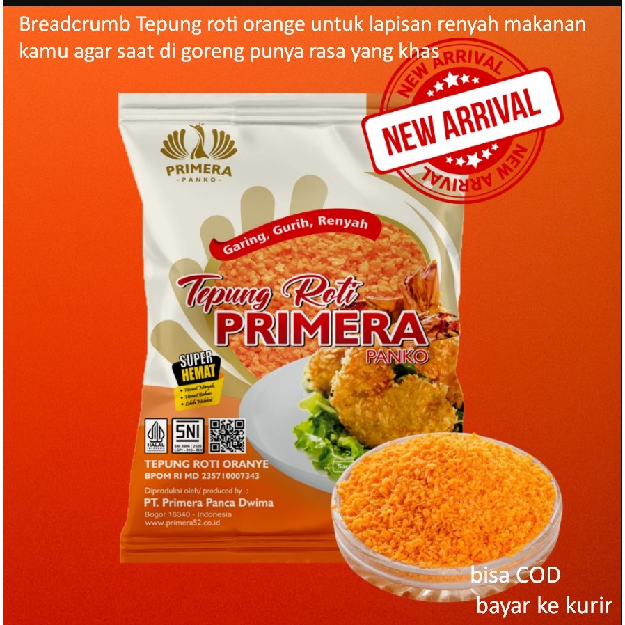 

Breadcrumb Tepung roti orange untuk lapisan renyah makanan kamu agar saat di goreng punya rasa yang khas