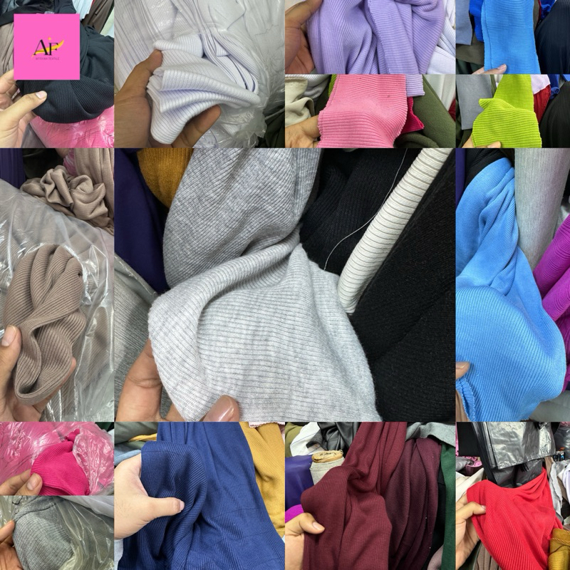 Kain Bahan Knit Rib Premium Import Polos High Quality