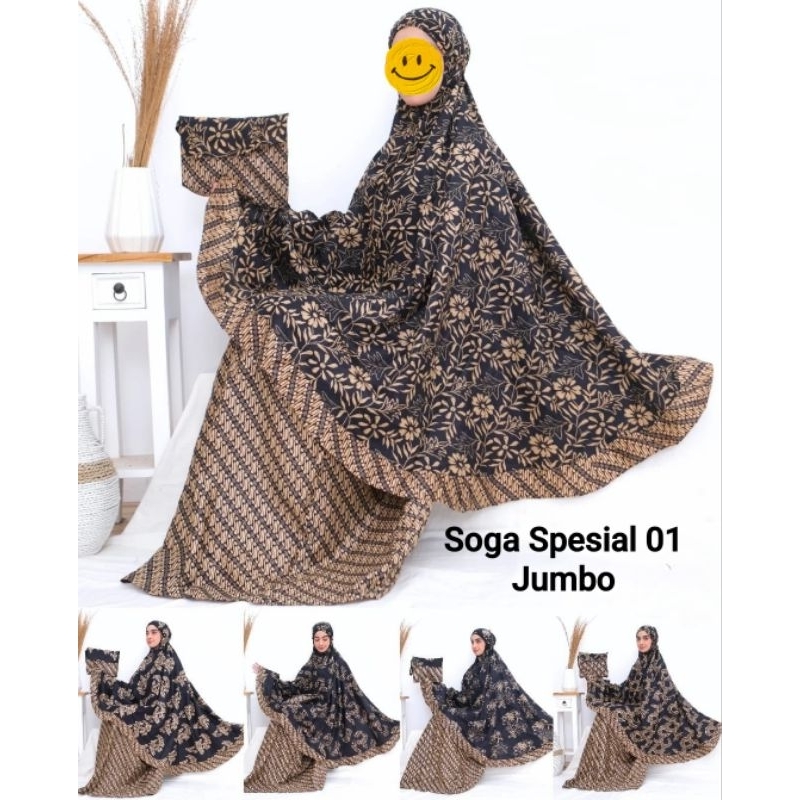 BELI Mukena BATIK SOGA SPECIAL 01 Rempel Dewasa Jumbo rayon Bali Premium Adem Tarvelling BELI