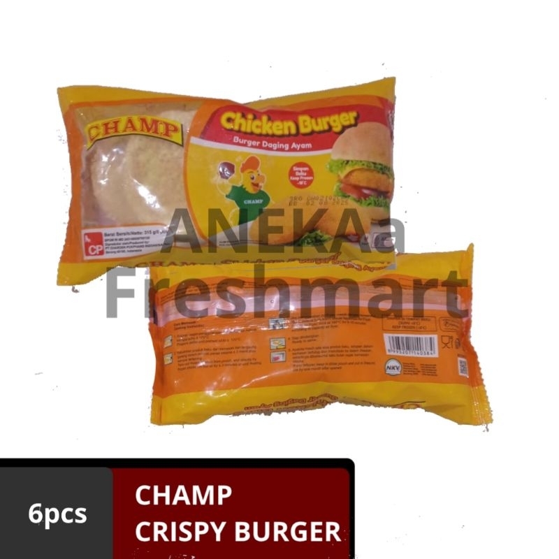 

CHAMP CRISPY BURGER ISI 6PCS BURGER AYAM CHICKEN BURGER