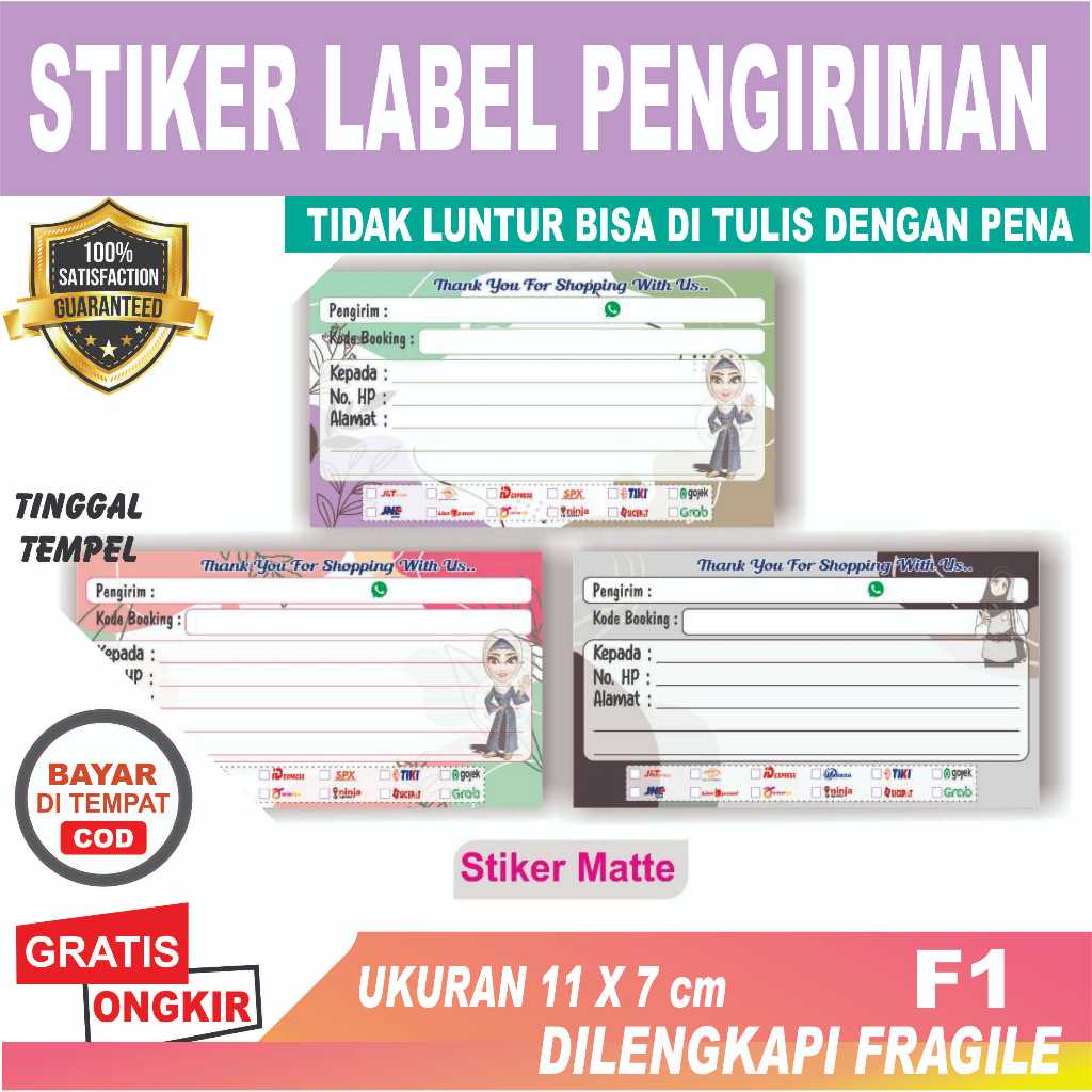 

(50pcs) STICKER PENGIRIMAN F HIJAB / STIKER LABEL PENGIRIMAN OLSHOP TEMPEL / LABEL STIKER
