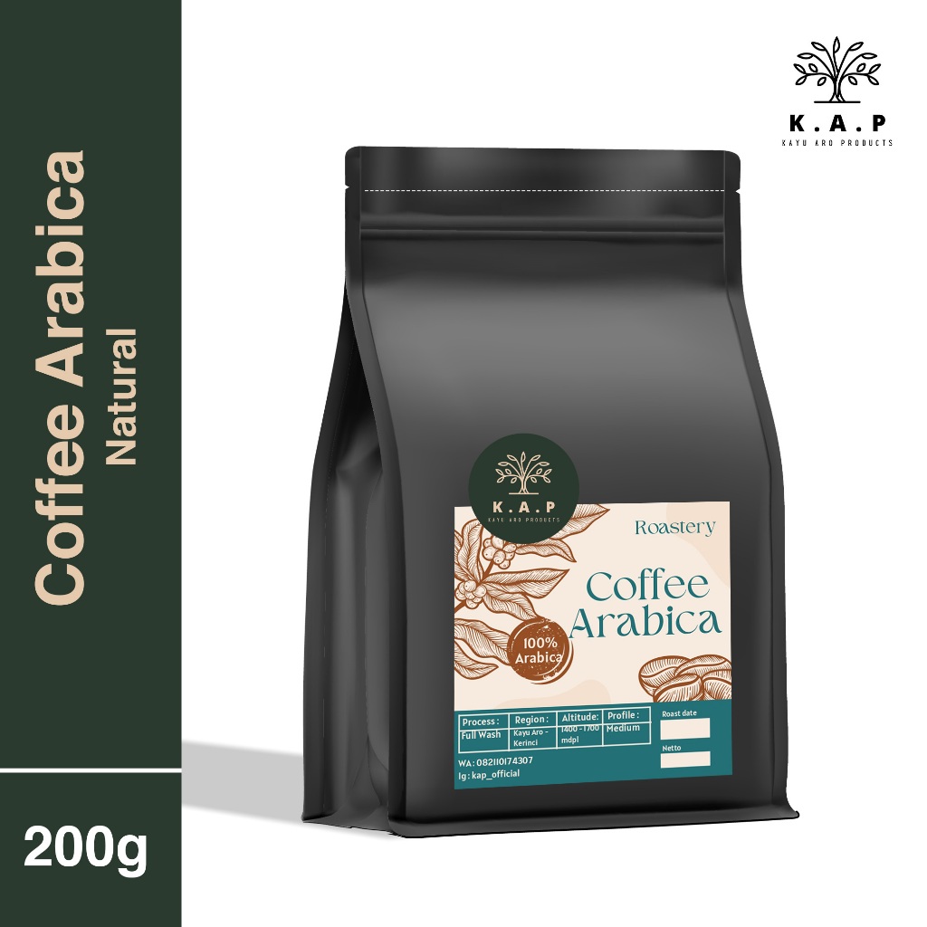 

K.A.P - Kopi Arabica Kayu Aro Natural 200g - Arabica Natural - Kopi Kayu Aro - Kopi Kerinci
