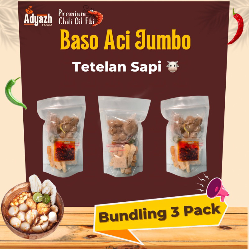 

BASO ACI JUMBO TETELAN SAPI, CHILI OIL EBI, HOME MADE, BASO ACI INSTANT