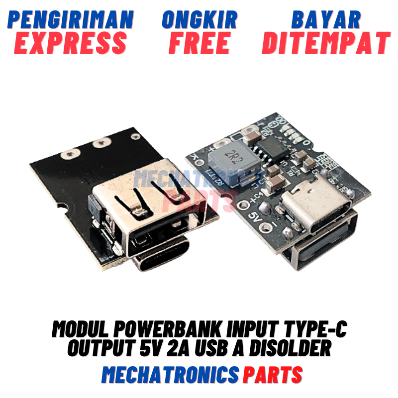 Modul Powerbank Input Type-C Output 5V 2A USB A Disolder Baterai 18650 Fast Charger Step Up Power