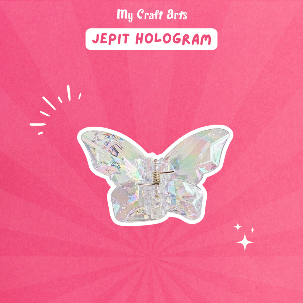 

Jedai Kupu Kupu Hologram - Jepit Butterfly Transparan - My Craft Arts