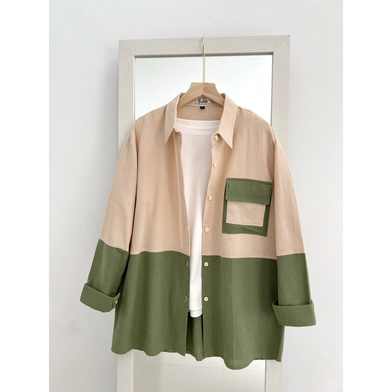 Tatum Kemeja Army Cream size M