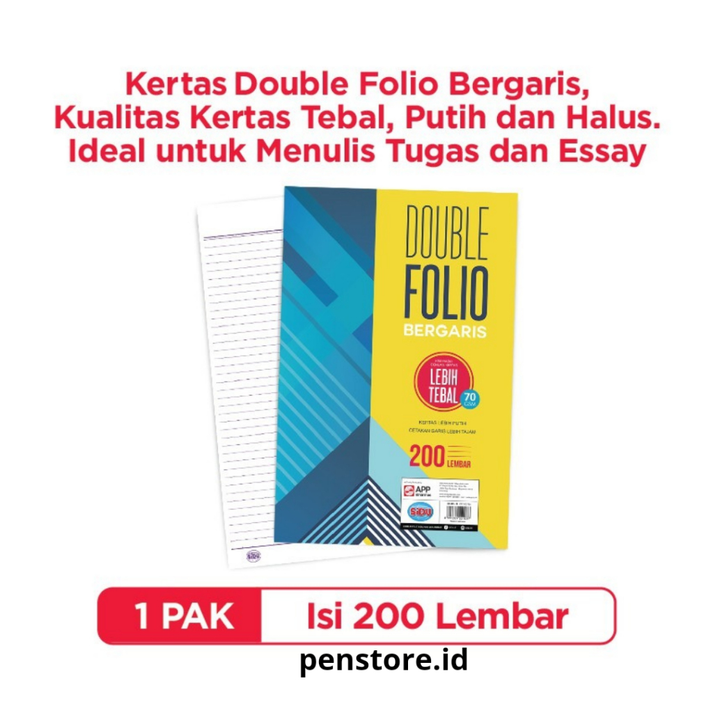 

(Pack) Kertas Double Folio Bergaris 200 lembar Sinar Dunia / Kertas Tugas / Lamaran kerja bergaris