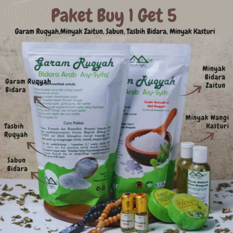 

ASY-SYIFA' Garam Ruqiyah Original 750gram | Ruqyah Sunnah Garam Mandi Buy 1 get 5