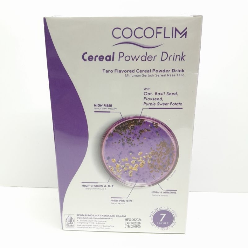 

Cocoflim cereal powder drink minuman serbuk sereal rasa taro perbox isi 7 sachet 30gr