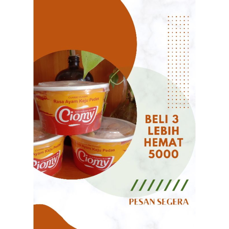 

Promo Bundling Ciomy Cuanki Yummy Rasa Ayam Keju Pedas kemasan reguler 75 gram isi 3 cup