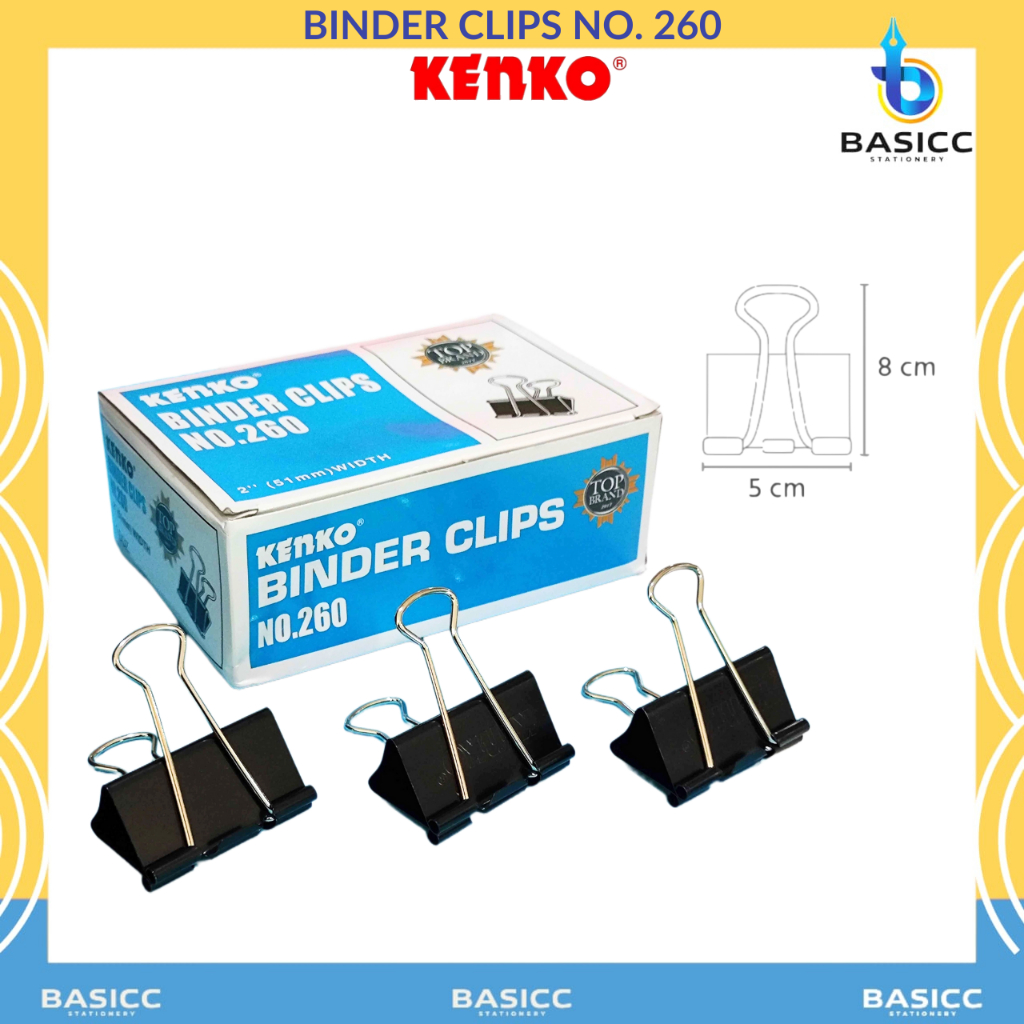 

Kenko Binder Clip Klip Penjepit Kertas No. 260 | @1Box=12Pcs