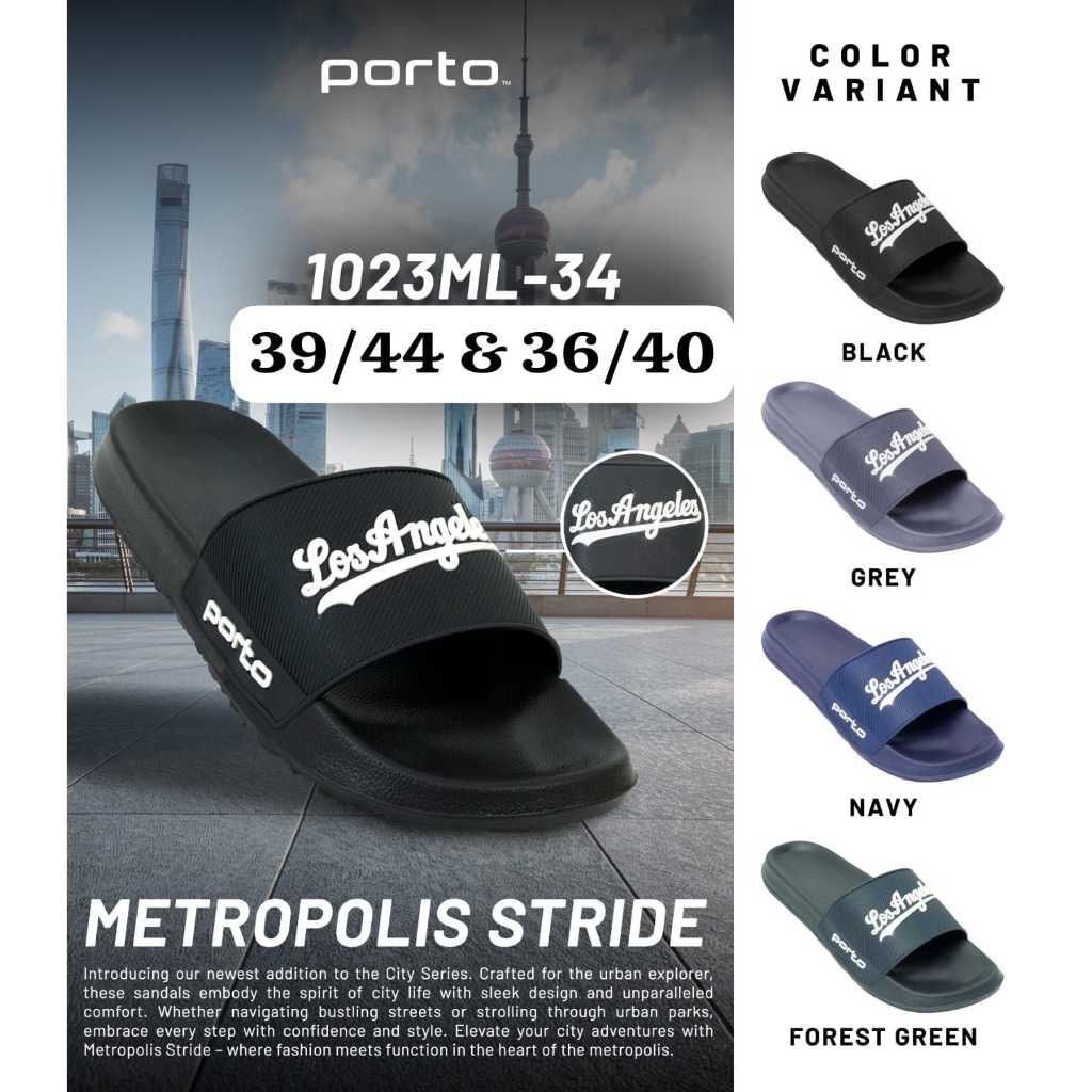 ASLI ORIGINAL Sandal Slop Porto / Sandal Karet / Sendal Slop Pria Porto Los Angeles 1023 M - 34
