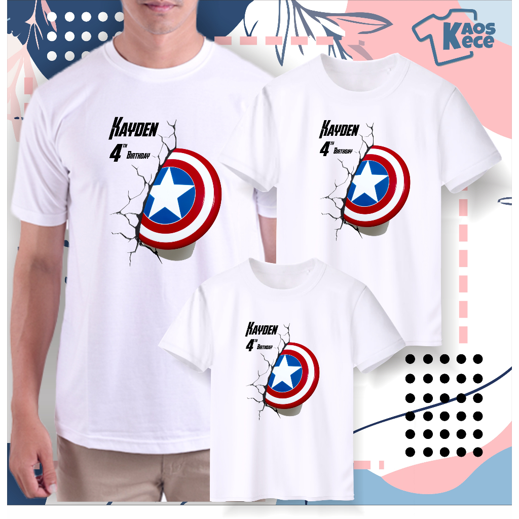 Kaos Ultah Anak Captain Amerika Custom