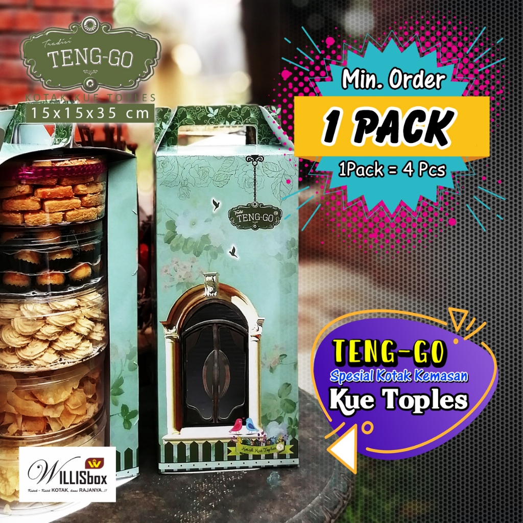 

Kotak Toples 15x15x35 TENGGO Isi 5 Toples 500gr/Dus Toples, Box Tenteng Toples, Kardus Kotak Hampers