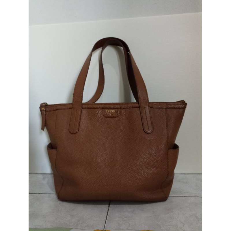 Fossil tote mimi shopper bag brown preloved (full payment)