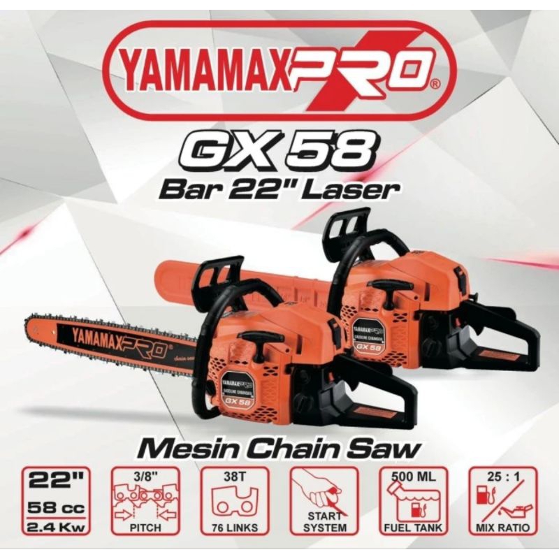 Mesin Chainsaw Gergaji Kayu Yamamax Pro