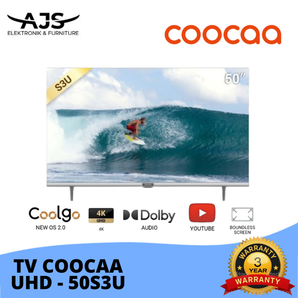 COOCAA 50 inch Smart TV - Digital TV - 4K UHD - WIFI (COOCAA 50S3U)