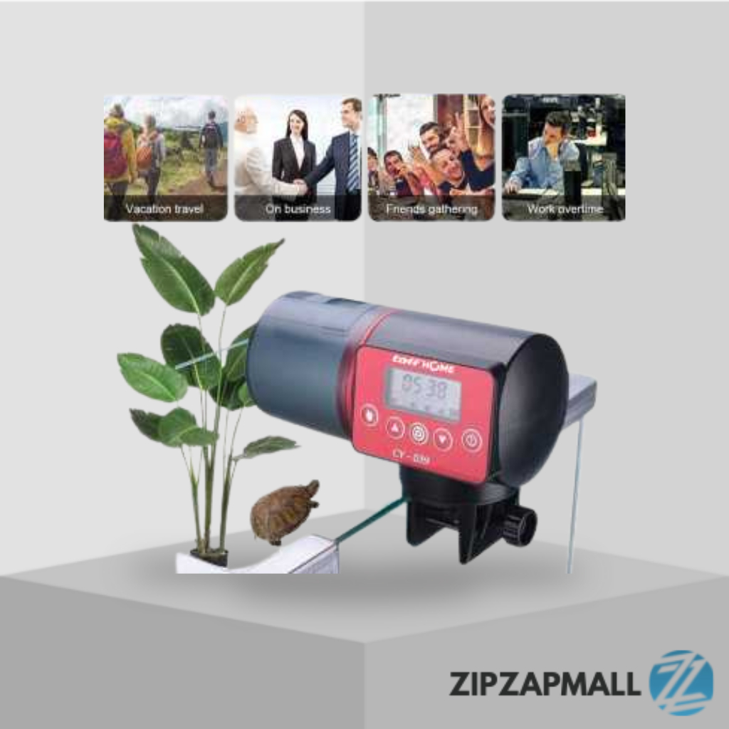Dispenser Makanan Ikan Otomatis Fish Feeder Timer 200ml / Tempat Wadah Fedeer Alat Pemberi Makanan M