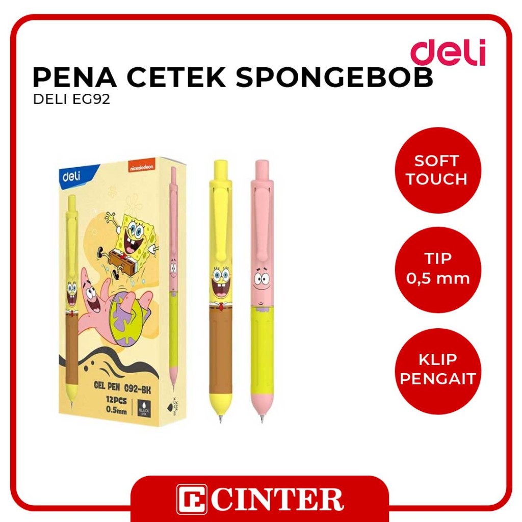 

DELI - PENA GEL / PULPEN GEL RETRACTABLE EG92 TIP 0.5 MM EDISI SPONGEBOB