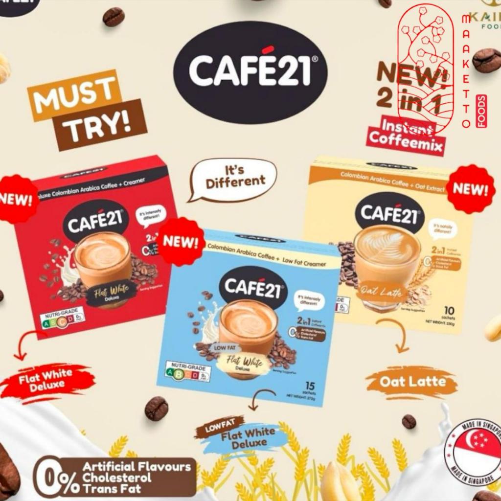 

Cafe 21 Flat White Deluxe Low Fat Oat Latte / Kopi Cafe21 Flat White Deluxe Coffee Mix