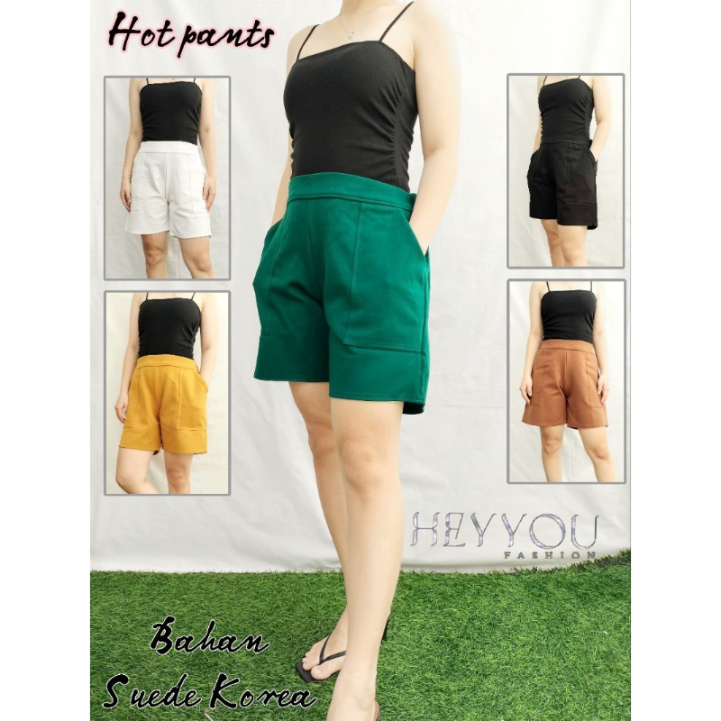 celana pendek suede korea polos/ hot pants bahan suede korea imp