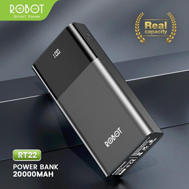 PowerBank ROBOT 20000mah RT22 Dual Port Input & Output Original Led Indicator POWER BANK