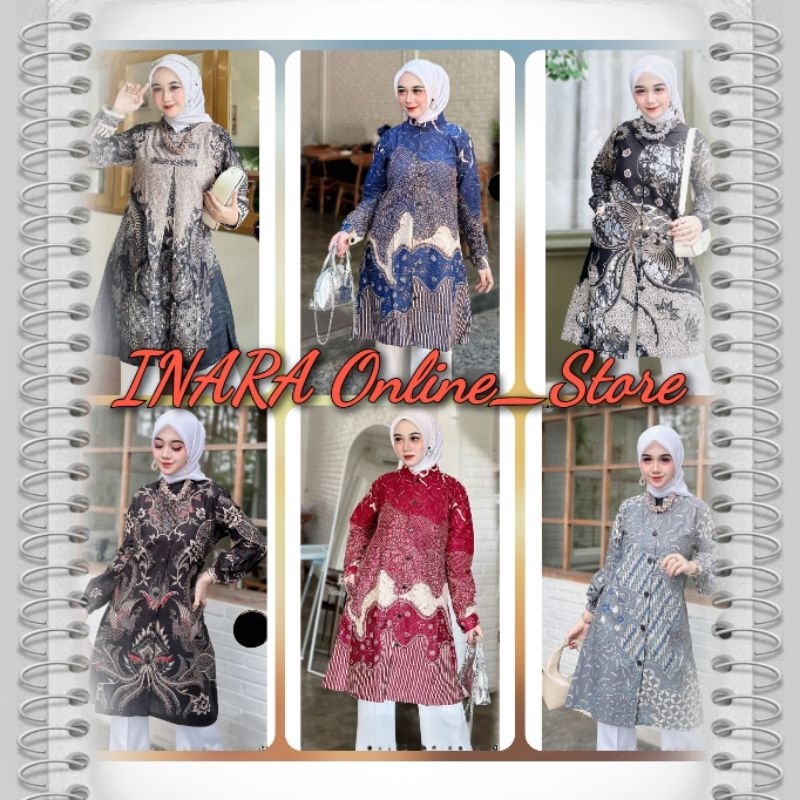 Tunik Wanita Batik Printing Kancing Depan