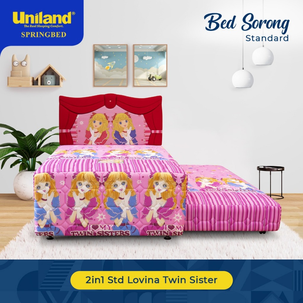 Springbed 2in1 Uniland Standard Karakter Free Bantal & Guling