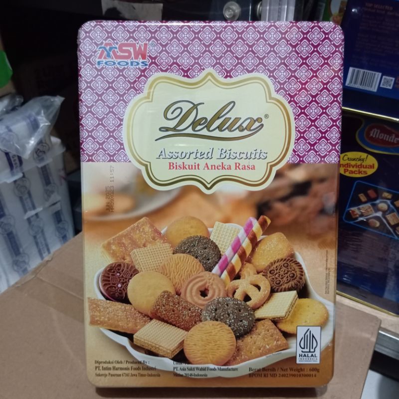 

DELUX assorted biscuit aneka rasa 600gr Asw foods biskuit kaleng