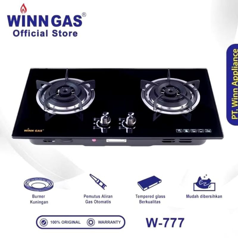WINN GAS KOMPOR KACA   2 TUNGKU W-777 KOMPOR TANAM  W-777