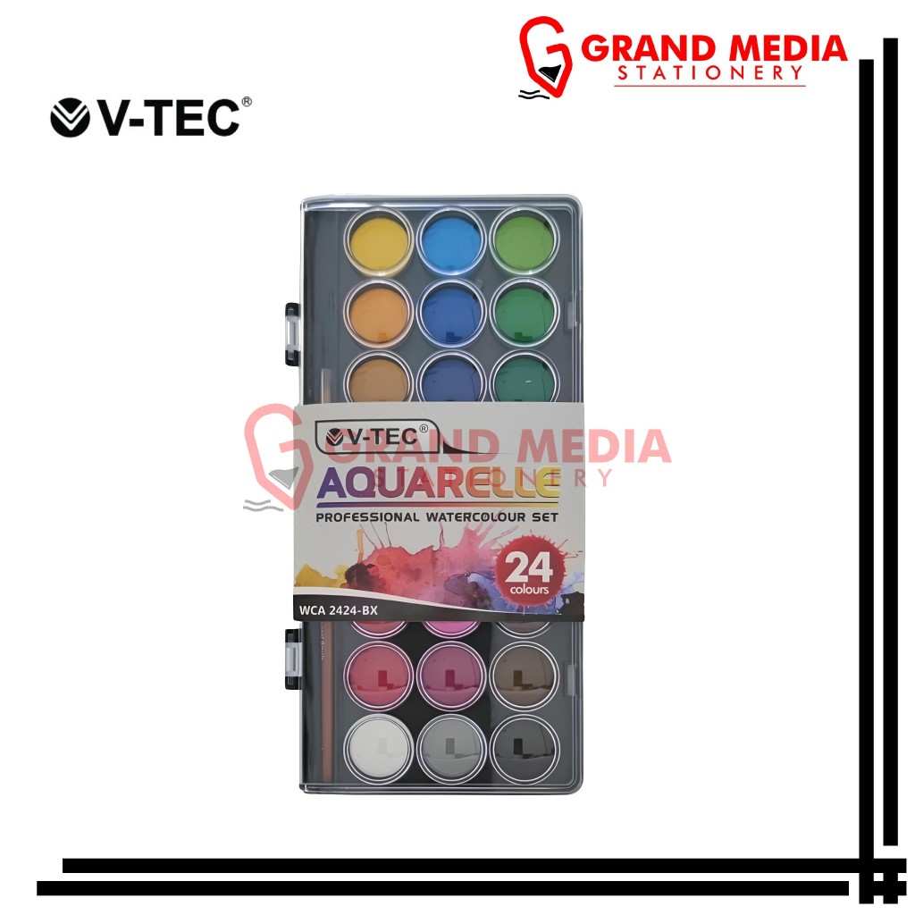 

[GRAND MEDIA] AQUAREL WATERCOLOR CAKE V-TEC 24 WARNA WCA-2424-WX