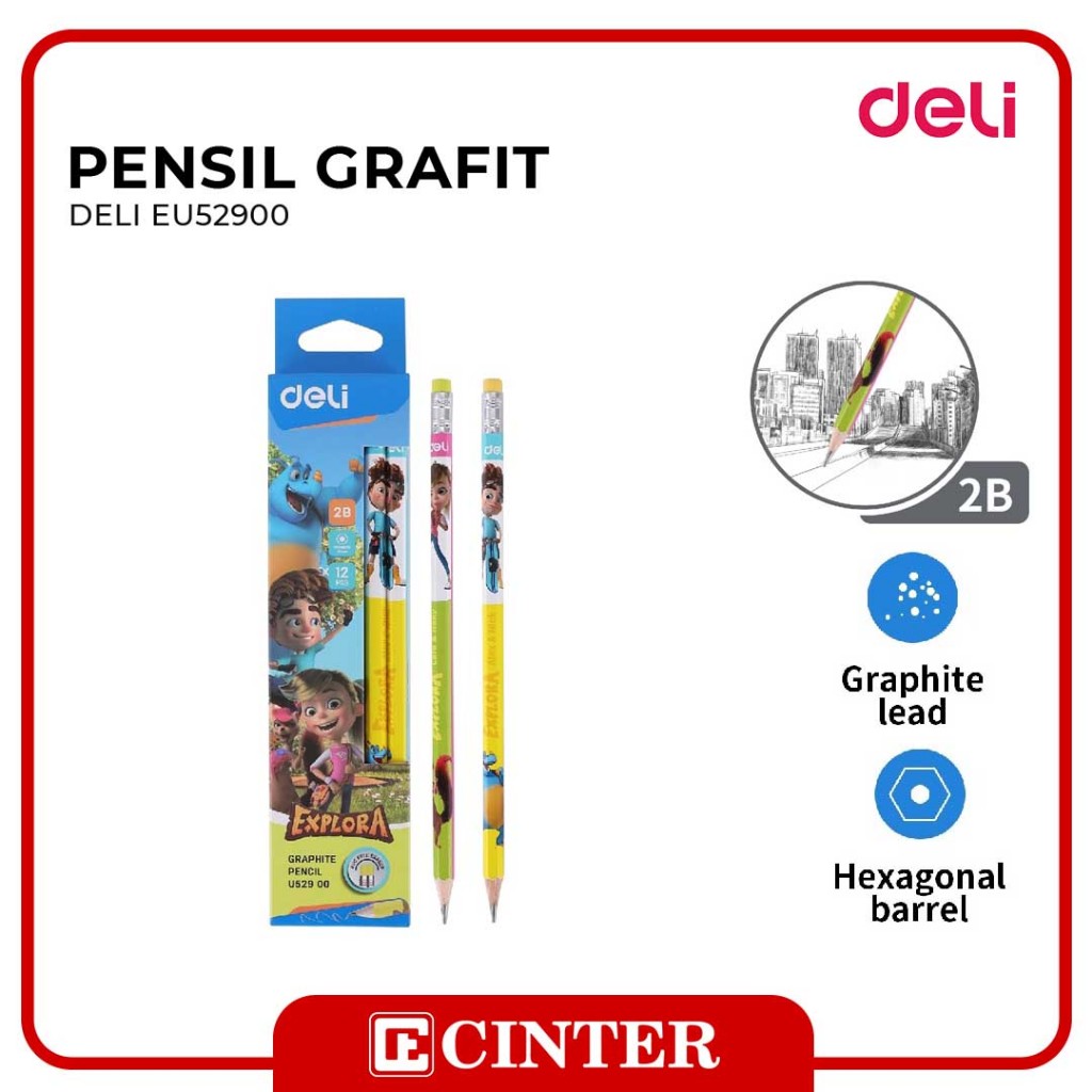 

DELI - Pensil Kayu dengan Penghapus Desain Explora 2B EU52900