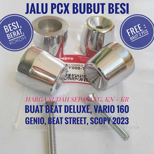 JALU STANG PCX BUBUT JALU STIR BEAT DELUXE VARIO 160 GENIO BEAT STREET CHROME FULL BESI SET KN  KIRI