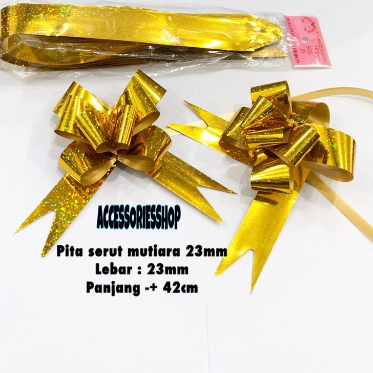 

CUCI GUDANG Pita serut mutiara 23mm 1pack isi 1pcs