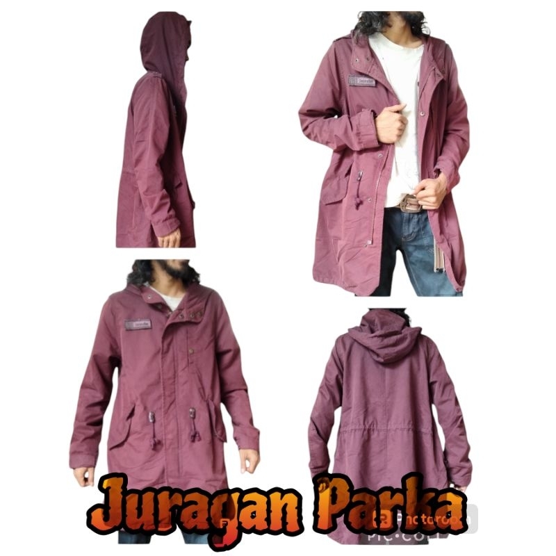 Jaket Long Parka Fishtail Maroon Unisex
