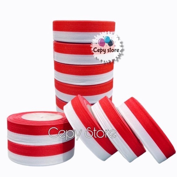 

TERBAIK 1 ROLL Pita Satin Merah Putih 1 Inch Pita Merah Putih 25 Cm