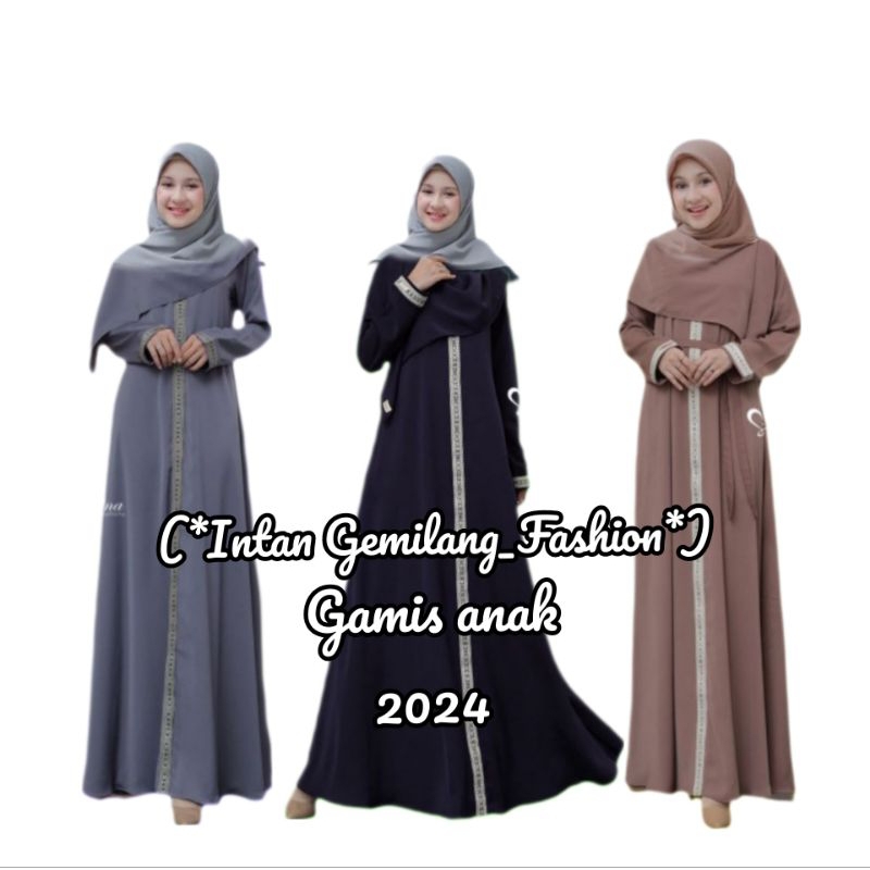 Gamis Anak tanggung perempuan 10-12-14 tahun/Gamis Abaya dress Remaja Ful renda Tali pinggang Kekini