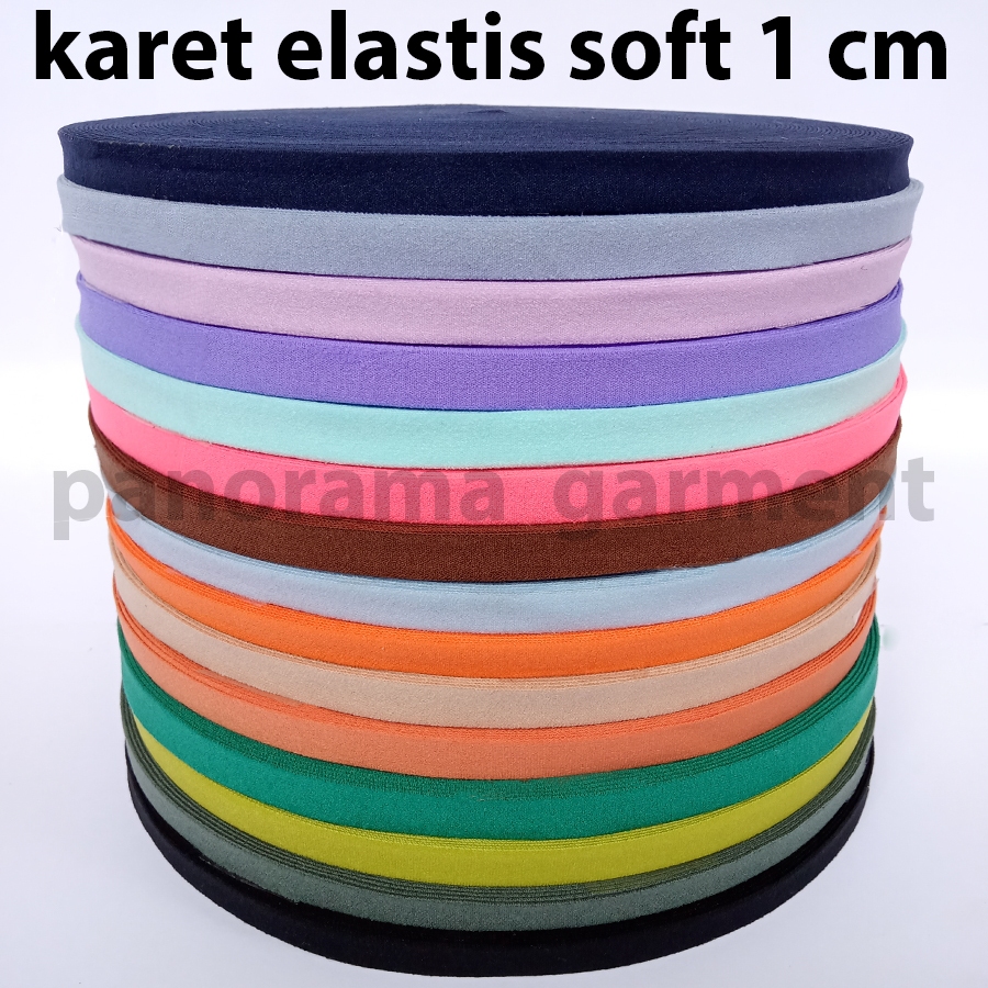 Karet Elastis 1cm Motif Warna, Meteran/rollan