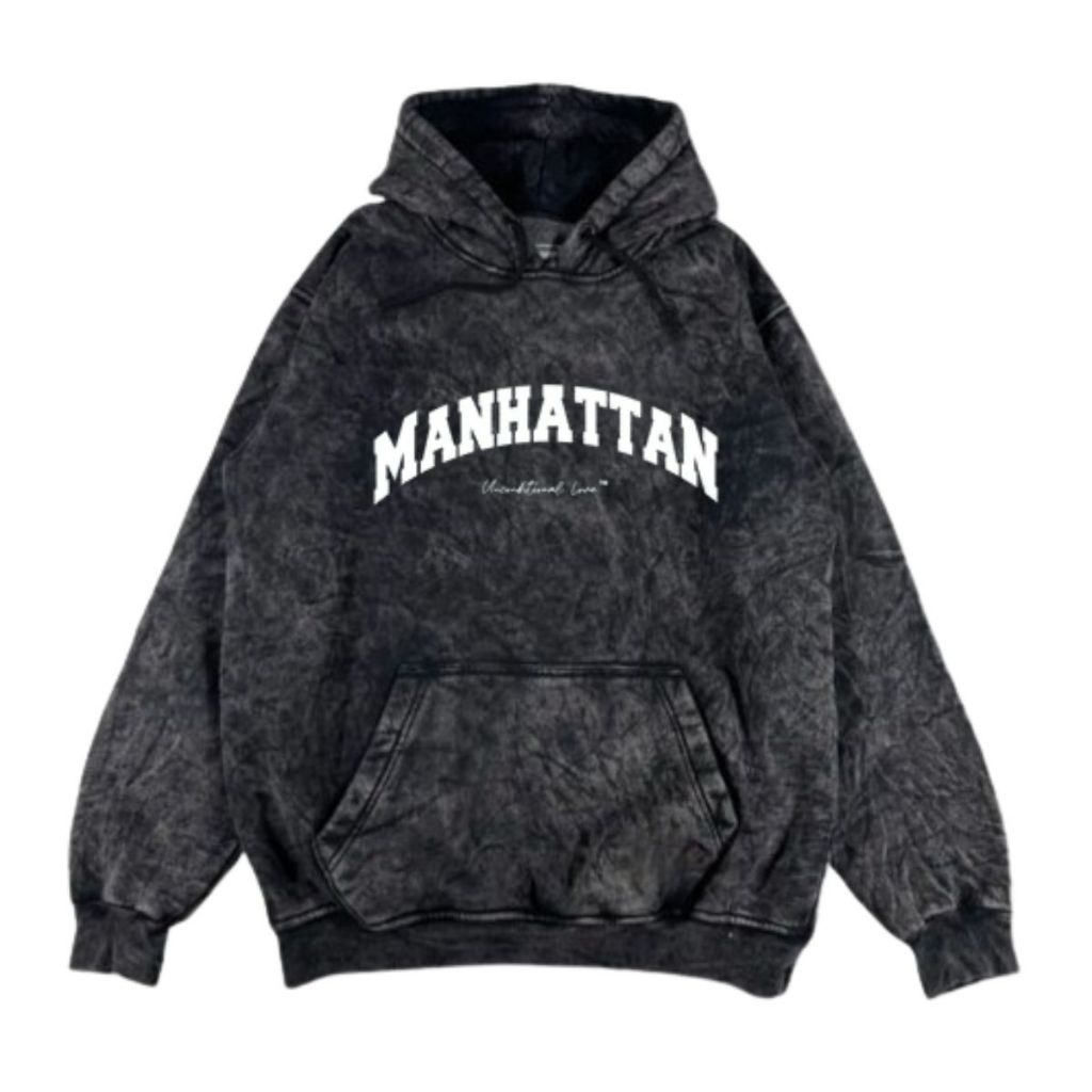 MANHATTAN WASHED HOODIE BLACK SANDWASH ORIGINAL