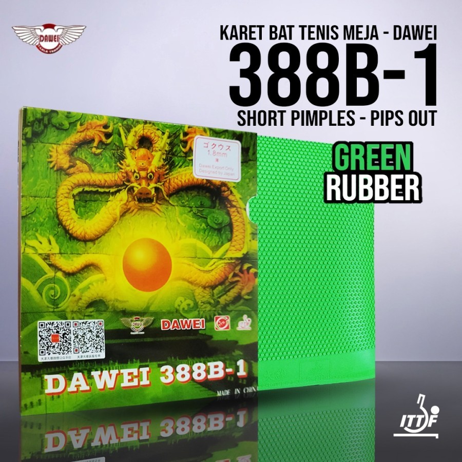 Dawei 388B-1 GREEN - Rubber Pingpong Karet Bet Tenis Meja Bintik Serang Dawei 388B1