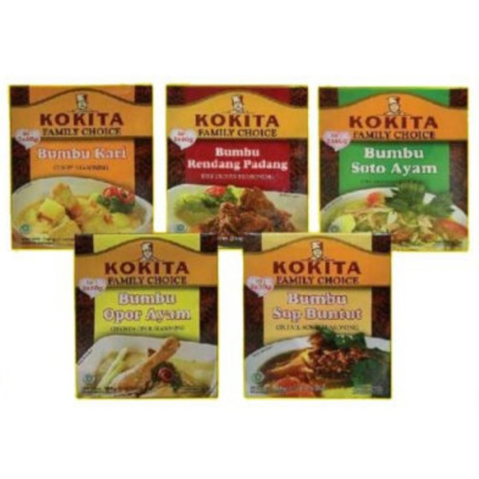 

Kokita bumbu family choice ayam goreng / bumbu kari / opor ayam 180 gram (isi 3 pcs)