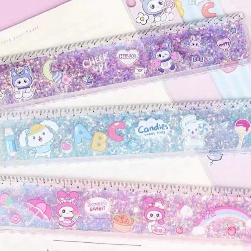 

CUCIGUDANG SL88 Penggaris Air Glitter Lucu Motif Sanrio Astronot Panjang 2 cm