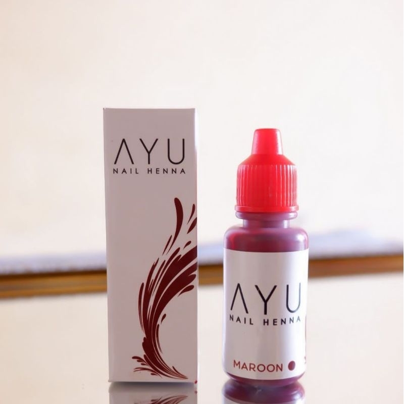 Henna AYU Marun 15 ml Nail Hena Kutek Halal Botol Tufah Muslimah Sah Untuk Wudhu Sholat COD Tuffah M